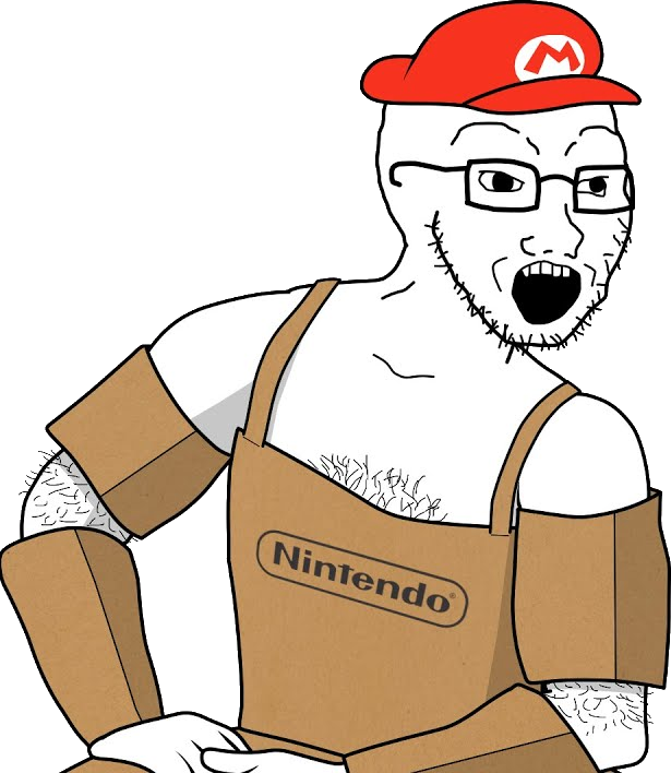mario, soyak, arm, armor, body hair, cardboard, chest hair, clothes, glasses, hairy