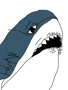 unknown, animal, blahaj, blue skin, fish, glasses, open mouth, shark, sharp teeth, soyjak