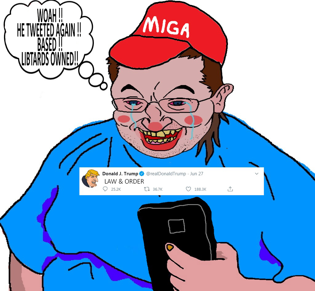 donald trump, happy merchant, eric butts, based, crying, ear, eric butts, fat, glasses, holding object