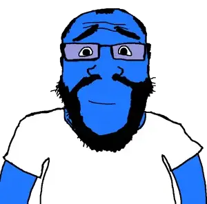 markiplier soyjak, science lover, argyria, arm, balding, beard, blue skin, calm, closed mouth, clothes