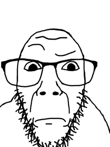 dylanjak, dykeson, closed mouth, confused, glasses, soyjak, stubble