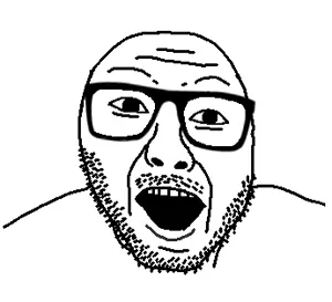 pinkjak, glasses, mustache, open mouth, soyjak, stubble
