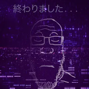 markiplier soyjak, neutralplier, its over, closed eyes, closed mouth, glasses, japanese text, neutral, soyjak, stubble
