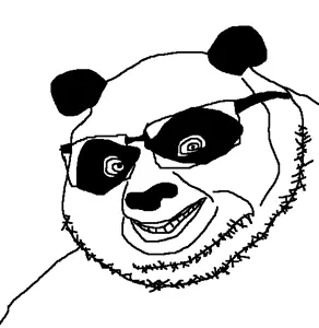 poson, unknown, animal, bear, closed mouth, ear, glasses, grin, panda, stubble