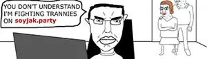 chudjak, pol face, you don't understand, angry, arm, brown hair, closed mouth, clothes, computer, ear