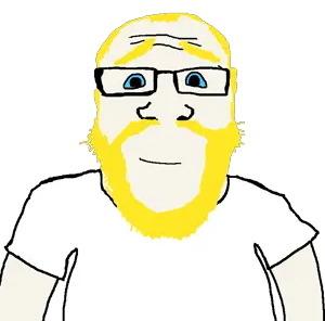 markiplier soyjak, science lover, aryan, a10 eyes, arm, balding, beard, blonde beard, blue sclera, calm