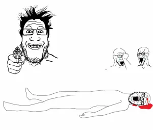 a24 slowburn soyjak, markiplier soyjak, soyak, 4soyjaks, arm, blood, bloodshot eyes, crying, dead, full body
