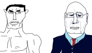 klaus schwab, chudjak, unknown, chud, closed mouth, ear, glasses, hair