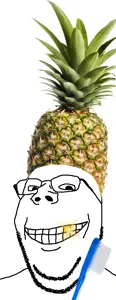 gapejak, wholesome soyjak, food, foodjak, fruit, glasses, grin, no eyebrows, pineapple, soyjak