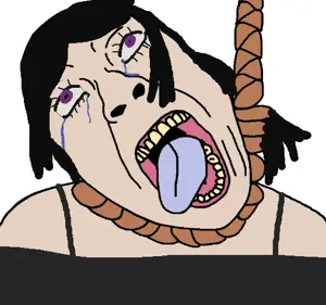 bernd, hanging troonjak, troonjak, ack, black shirt, crying, female, hair, hanging, noose