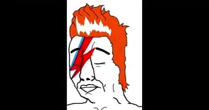 chudjak, animated, closed eyes, closed mouth, david bowie, david thoughie, hair, lightning, music, music parody