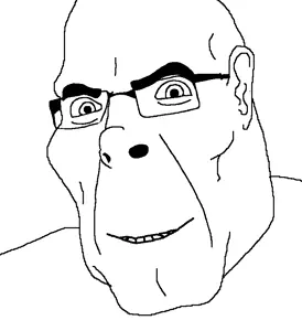 cobson, gregg, bald, big chin, buff, ear, glasses, smile, soyjak