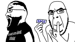 cobson, markiplier soyjak, science lover, sideplier, 2soyjaks, arm, bald, balding, beard, bushy eyebrows