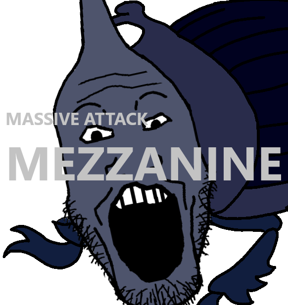 markiplier soyjak, album cover, animal, beetle, bug, full body, horns, massive attack, mezzanine (massive attack album), music
