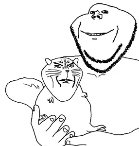 impish soyak ears, ominous impish squirrel, squirreljak, 2soyjaks, animal, arm, buck teeth, ear, hands, holding object