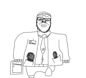 dr. soyberg, a24 slowburn soyjak, bernd, chudjak, gapejak, impish soyak ears, soyak, wholesome soyjak, animated, doctor