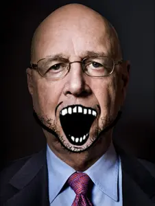 klaus schwab, snoojak, bald, clothes, ear, glasses, necktie, open mouth, real life, stubble