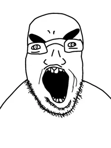iritatejak, glasses, open mouth, soyjak, stubble