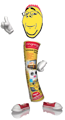 gapejak, wholesome soyjak, bushy eyebrows, glasses, glove, hh (mascot), hhgregg, looking at you, magazine, pointing up