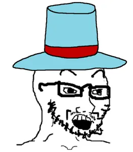 soyak, beard, cartoon, clothes, eyebrows up, glasses, hat, ms paint, nose, open mouth