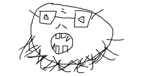 soyak, beard, circle, glasses, open mouth, ugly bastard