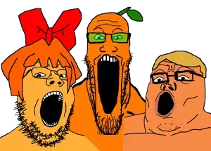 donald trump, mymy schoppenboer, gapejak, markiplier soyjak, tony soprano soyjak, soyjak trio, glasses, open mouth, stubble, tinted glasses
