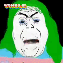 alicia, 1soyjak, 4chan, 4cuck, angry, animated, black background, black eyes, chin, compressed