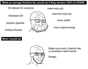soyak, ceo, closed mouth, concerned, frown, glasses, grin, hololive, meme, russia