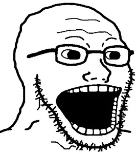 soyak, bigjaw, 1soyjak, aliased, bald, beard, big pupils, black eyes, eyebrows, gaping mouth