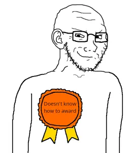 soyak, arm, award, doesnt know how to award, ear, glasses, looking at you, ribbon, smug, soyjak