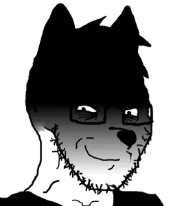 soyak, soyak (smug), beard, closed mouth, furry, furry ears, glasses, looking at you, scary, shadow