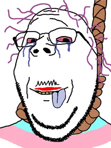 gapejak, wholesome soyjak, ack, ack!, bloodshot eyes, crying, forehead lines, glasses, hanging, mustache