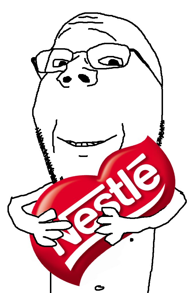gapejak, wholesome soyjak, arm, belly, belly button, glasses, hands, holding object, looking at you, nestle