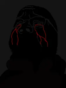 gapejak, bald, black skin, blood, crying, crying blood, looking at you, nose, sad, stubble