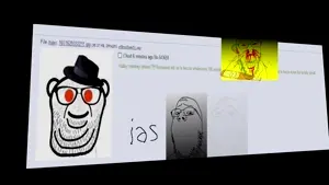 feraljak, gapejak, snoojak, feralrage, 3soyjaks, animated, blood, chin, double chin, glasses