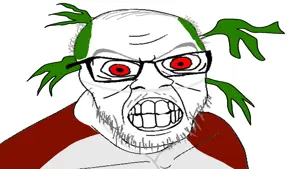 feraljak, 4chan, 4cuck, angry, anime, bald, clothes, glasses, green hair, hair