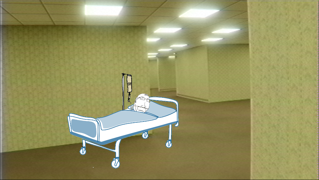 gapejak, massjak, wholesome soyjak, bed, closed eyes, closed mouth, ear, glasses, hospital bed, intravenous drip