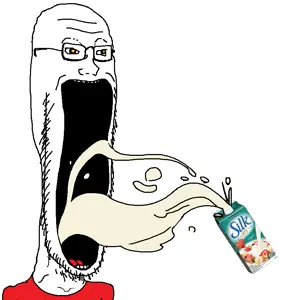 soyak, soyak soymilk, clothes, drinking, glasses, open mouth, silk soymilk, soy milk, soyjak, stubble