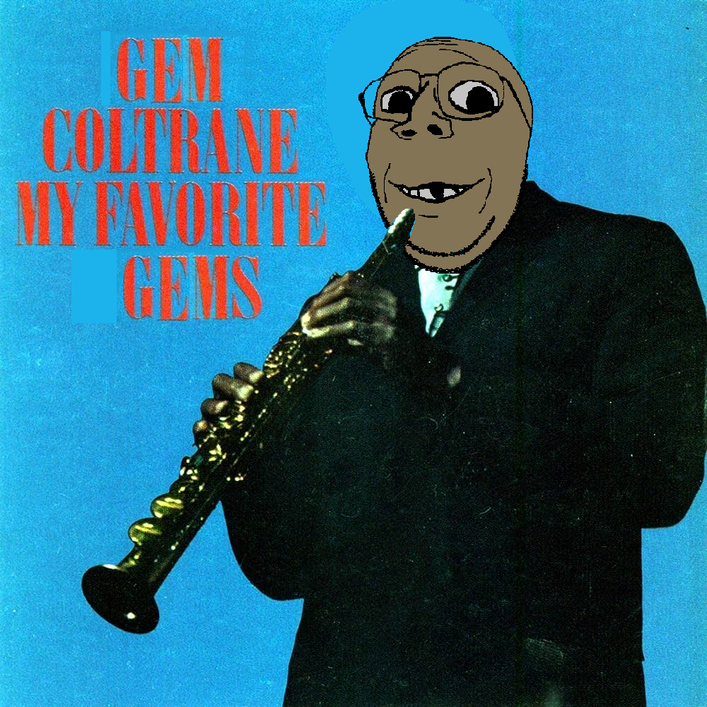 gapejak, emmanuel, 1soyjak, album cover, arm, blue background, brown skin, english text, finger, glasses