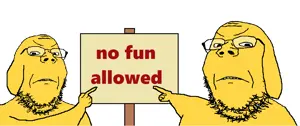 gapejak, jannyjak, angry, closed mouth, janny, no fun allowed, sign, stubble, text