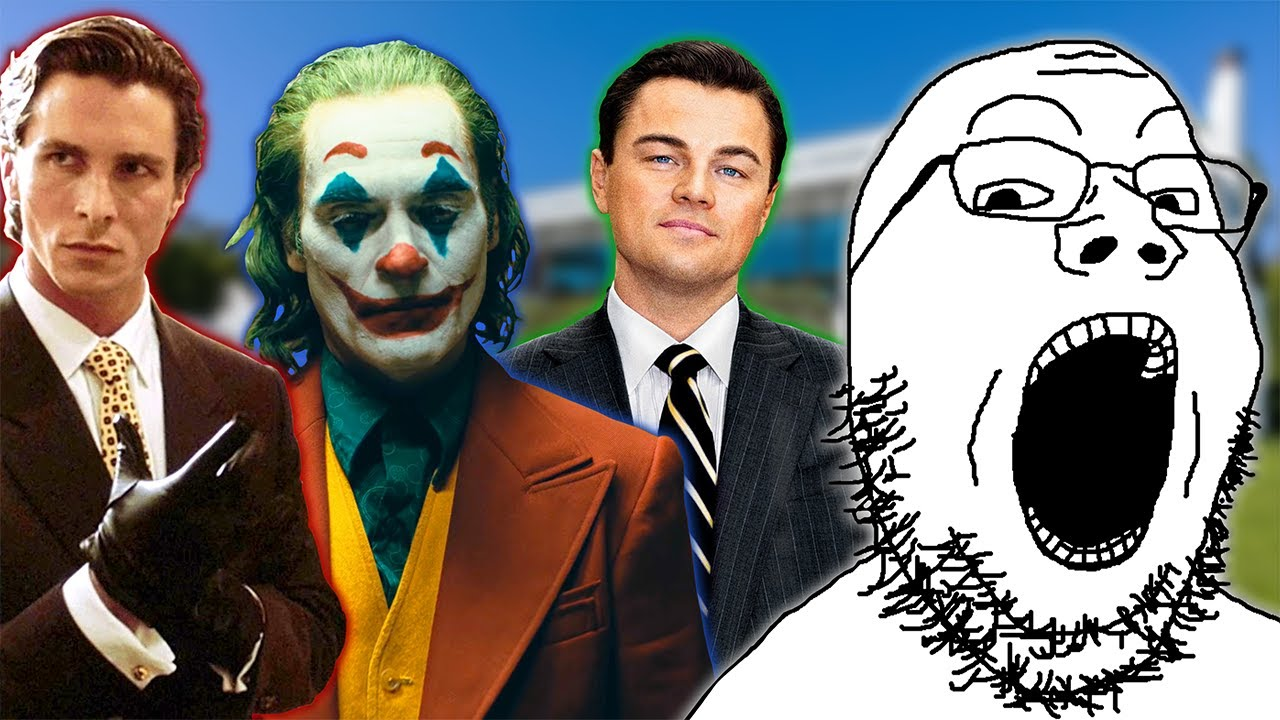 patrick bateman, gapejak, bald, blue eyes, brown eyes, clothes, glove, hair, joker (dc), looking at you