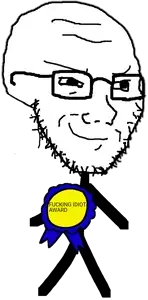 dersoylentdrinker, soyak, award, closed mouth, ear, fucking idiot award, full body, glasses, head, looking to the right