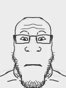 markiplier soyjak, neutralplier, bald, closed mouth, clothes, eyebrows, forehead lines, glasses, looking at you, neutral