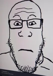 markiplier soyjak, neutralplier, closed mouth, glasses, monitor, neutral, pixel art, post, soyjak party, stubble