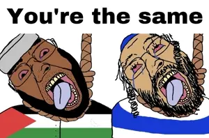 bernd, hanging troonjak, troonjak, 2soyjaks, ack, arab, beard, bloodshot eyes, brown skin, bushy eyebrows