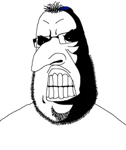 happy merchant, cobson, hairson, angry, balding, big nose, black sclera, clenched teeth, closed mouth, clothes