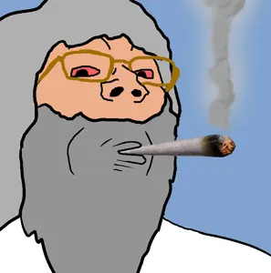 gapejak, beard, bloodshot eyes, closed mouth, glasses, god, gray hair, grey beard, smoke, smoking