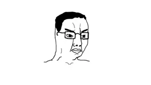 tradwife wojak, wojak, chudjak, feraljak, soyak, angry, animated, beard, black skin, calm