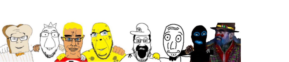 luigi, spongebob squarepants, bernd, chudjak, cobson, feraljak, markiplier soyjak, no more brother wars, black skin, blonde hair