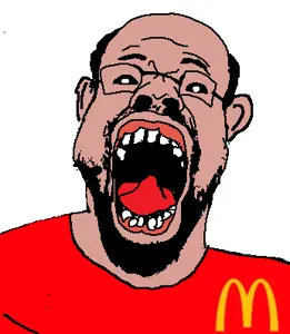 nigjak, amerimutt, balding, beard, black sclera, brown skin, clothes, ear, glasses, hair
